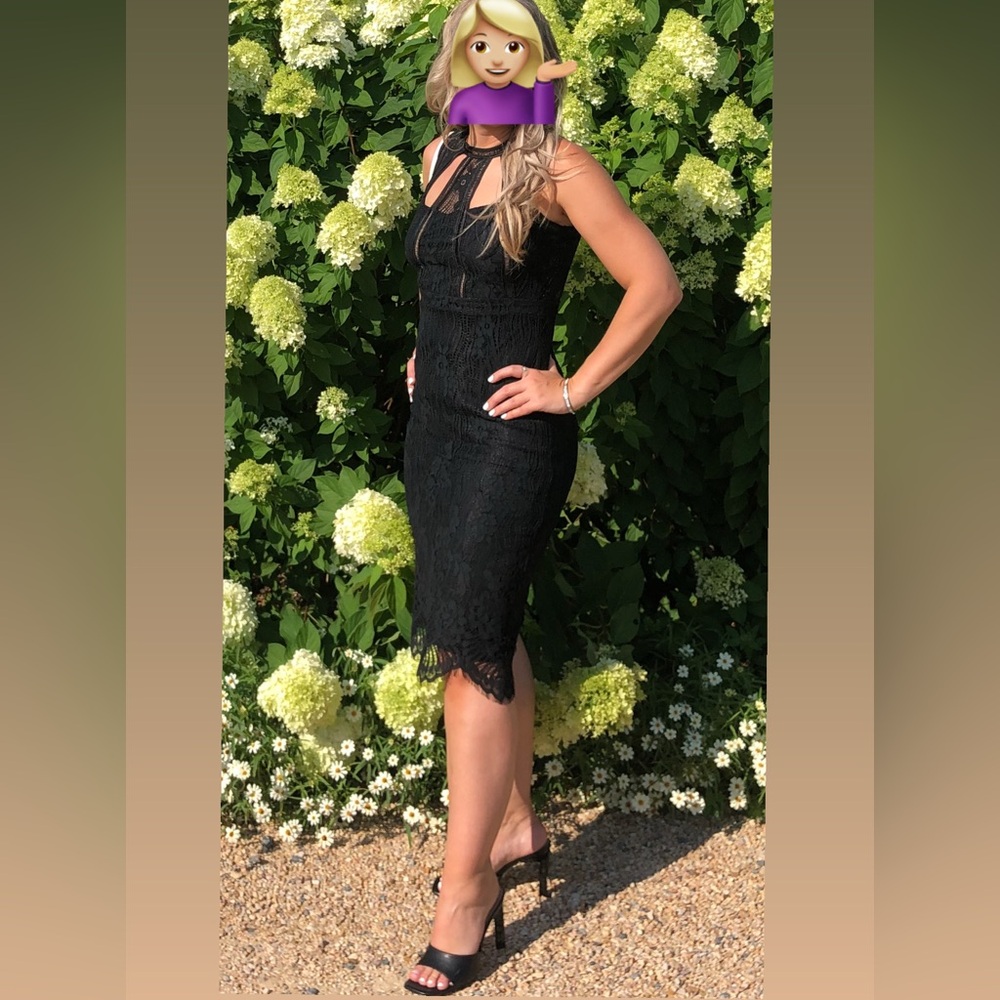 Love By Design Black Lace Midi Dress